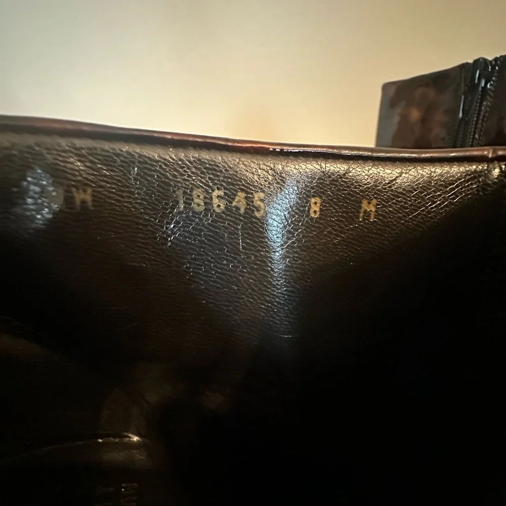 Stuart Weitzman Black Suede Ankle Booties Tortoiseshell Patent Stiletto Size 8‎